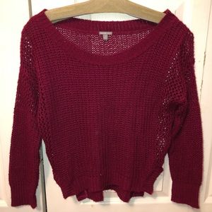 Burgundy red and knit sweater